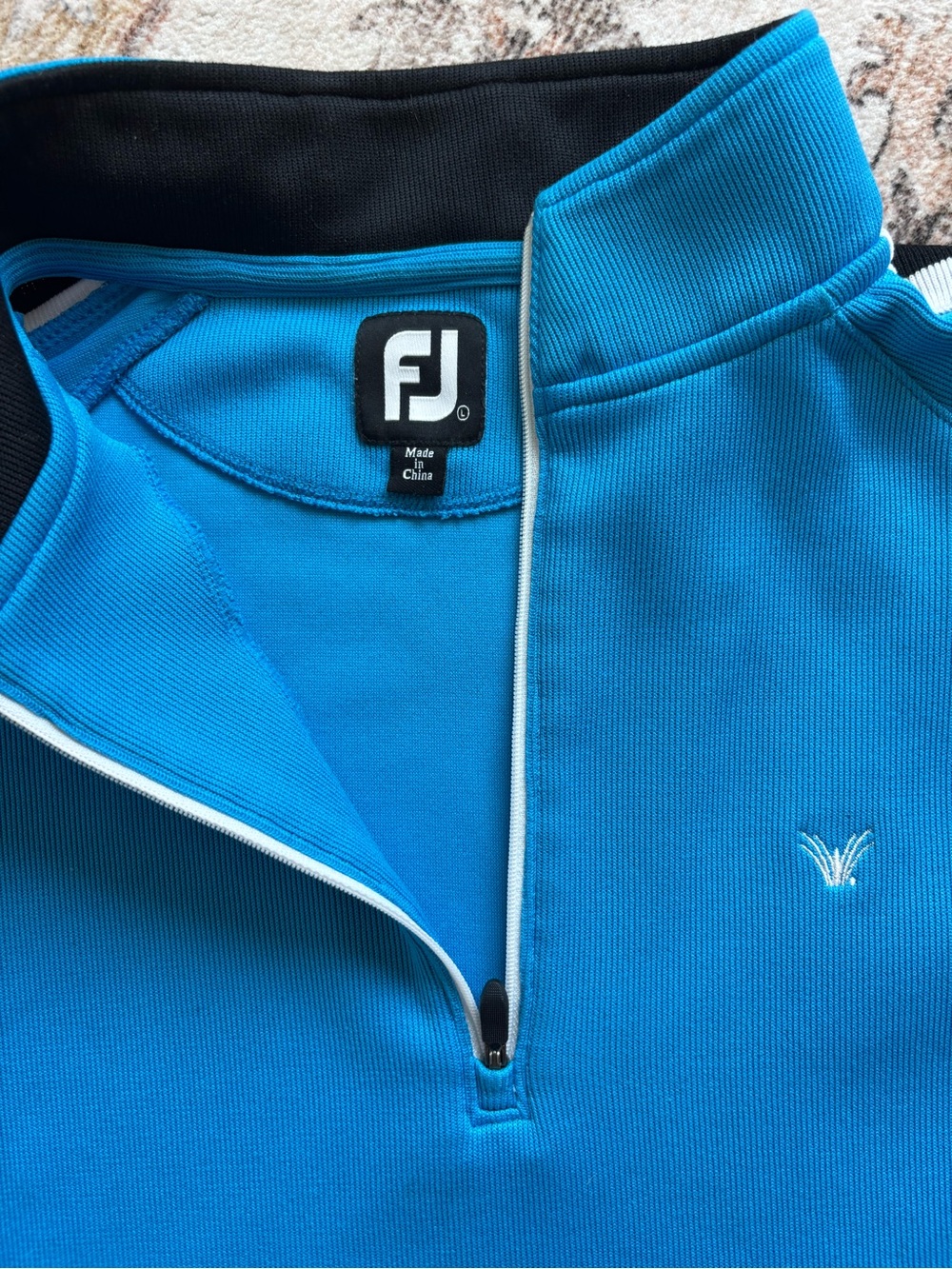 FootJoy Turquoise Quarter-Zip Golf Pullover with White Trim